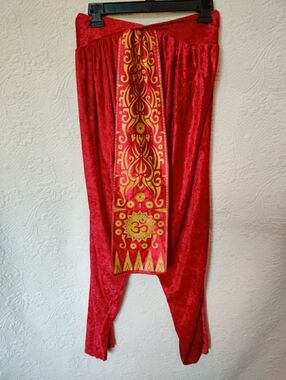 Disguise Costume Vtg 80s Red Harem Balloon Drop Baggy Pants Belly Dance Harem